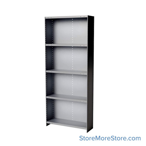 Industrial Shelving Units, 48" W x 12" D x 87" H, Starter, Closed Back & Sides, Medium-Duty, 5 Adjustable Shelfs