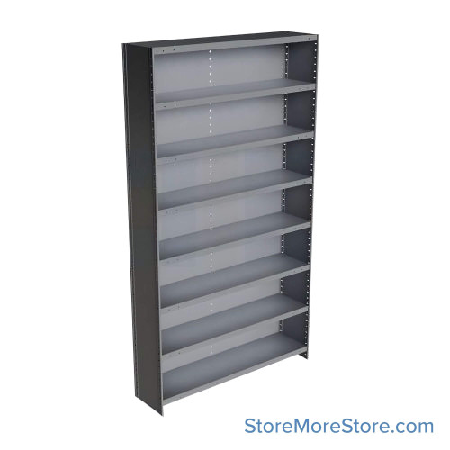 Industrial Shelving Units, 36" W x 12" D x 87" H, Adder, Closed Back & Sides, Heavy-Duty, 8 Adjustable Shelfs