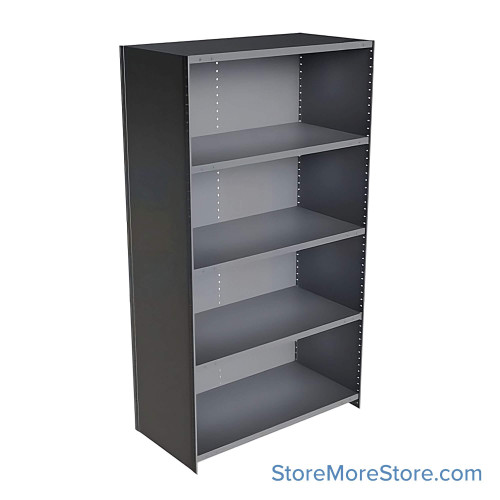 Industrial Shelving Units, 48" W x 24" D x 87" H, Starter, Closed Back & Sides, Extra Heavy-Duty, 5 Adjustable Shelfs