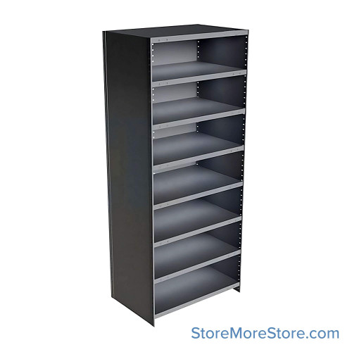 Industrial Shelving Units, 36" W x 24" D x 87" H, Adder, Closed Back & Sides, Medium-Duty, 8 Adjustable Shelfs