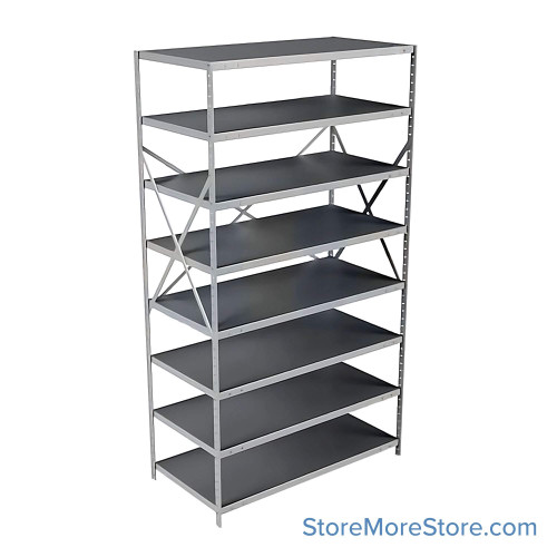 Industrial Shelving Units, 48" W x 24" D x 87" H, Adder, Open Back & Sides, Extra Heavy-Duty, 8 Adjustable Shelfs