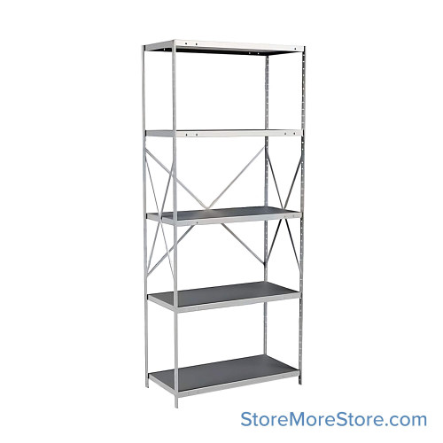 Industrial Shelving Units, 36" W x 18" D x 87" H, Adder, Open Back & Sides, Extra Heavy-Duty, 5 Adjustable Shelfs