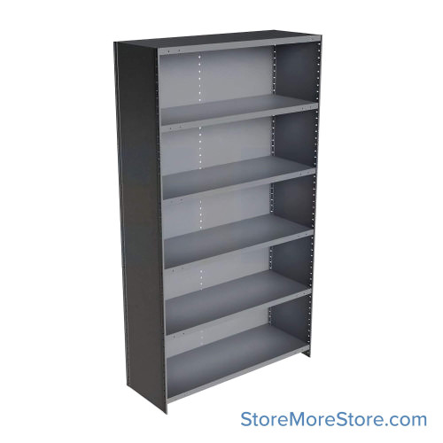 Industrial Shelving Units, 48" W x 18" D x 87" H, Starter, Closed Back & Sides, Heavy-Duty, 6 Adjustable Shelfs