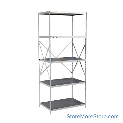 Industrial Shelving Units, 36" W x 24" D x 87" H, Adder, Open Back & Sides, Heavy-Duty, 5 Adjustable Shelfs
