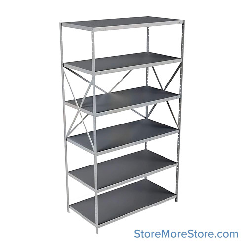 Industrial Shelving Units, 48" W x 24" D x 87" H, Starter, Open Back & Sides, Extra Heavy-Duty, 6 Adjustable Shelfs
