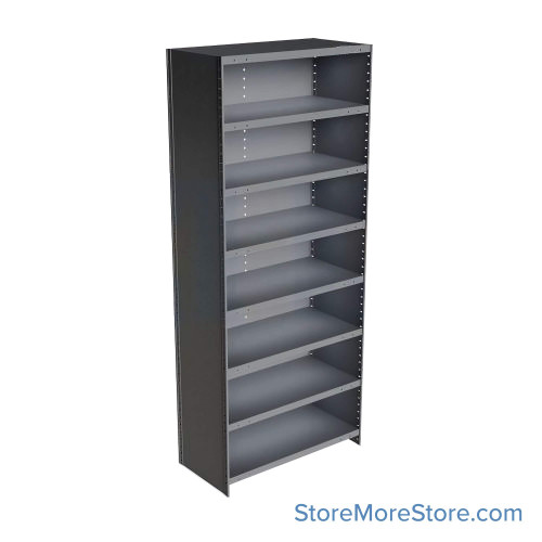 Industrial Shelving Units, 36" W x 18" D x 87" H, Adder, Closed Back & Sides, Heavy-Duty, 8 Adjustable Shelfs