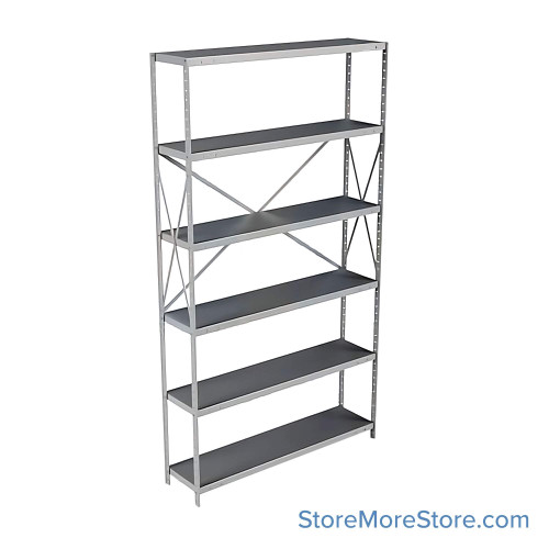 Industrial Shelving Units, 36" W x 12" D x 87" H, Adder, Open Back & Sides, Extra Heavy-Duty, 6 Adjustable Shelfs
