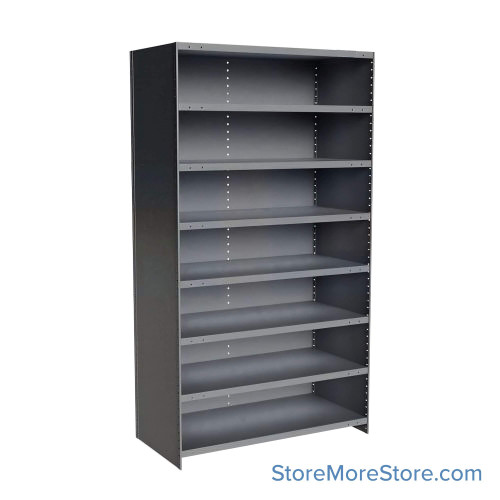 Industrial Shelving Units, 48" W x 24" D x 87" H, Starter, Closed Back & Sides, Heavy-Duty, 8 Adjustable Shelfs