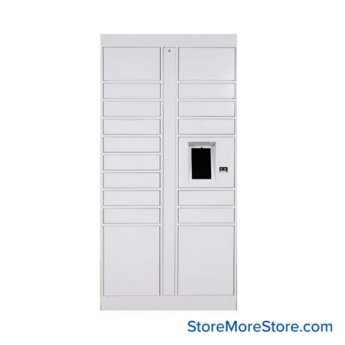Smart Storage Lockers, 39.38'' W x 25'' D x 84.38'' H, Outdoor, 17 Compartments