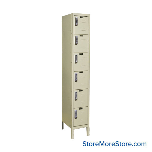 Digital Locker, 12'' W x 18'' D x 78'' H, 1 Column, 6 Tiers, Assembled
