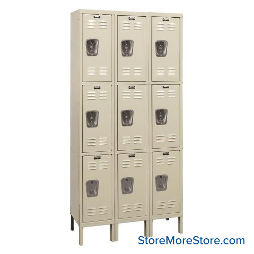 Personal Locker, 36" W x 18" D x 78" H, 3 Columns, 12" Column Width, 3 Tiers, Combination Lock, Unassembled