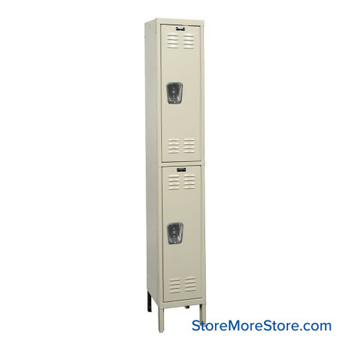 Personal Locker, 12" W x 15" D x 78" H, 1 Column, 12" Column Width, 2 Tiers, Key Lock, Unassembled