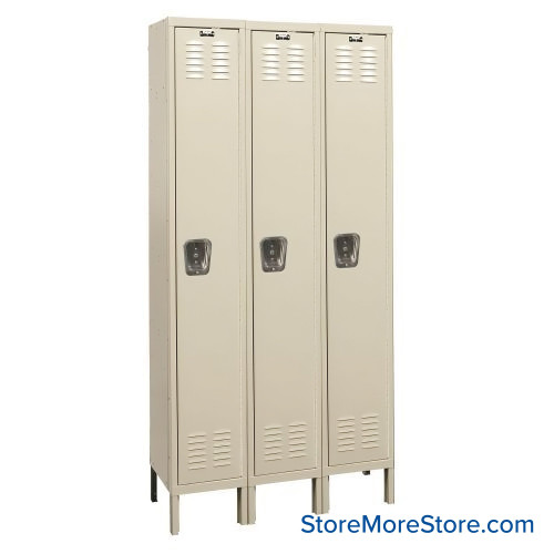 Personal Locker, 45" W x 15" D x 78" H, 3 Columns, 15" Column Width, 1 Tier, Padlock Hasp, Unassembled