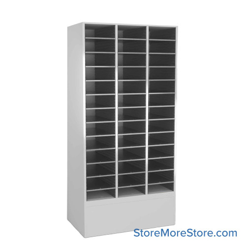 Mail Sorter Cabinet, 36.5" W x 13" D x 76" H, Letter Slot Size, None/12" Closed Base Bottom Storage
