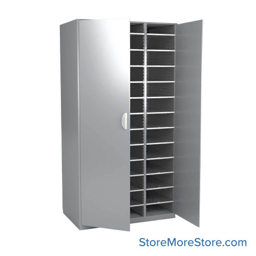 Mail Sorter Cabinet, 36.5" W x 13" D x 76" H, Letter Slot Size, Full Length Hinged Cabinet Doors