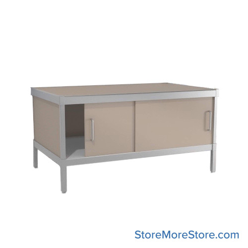 Mail Console, 30" W x 60" D x 30" H, Sliding Doors, Includes Casters, 15.875" Cabinet Height