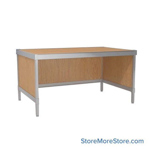 Mail Desk, 25" W x 60" D x 36" H, Open Bottom Desk, 27.875" Modesty Panel Height