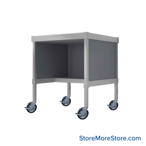 Mail Desk, 30" W x 25" D x 36" H, Half Shelf Desk, Includes Casters, 21.875" Modesty Panel Height