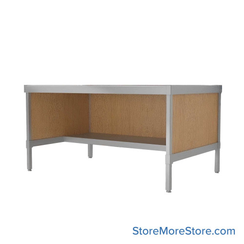 Mail Desk, 25" W x 48" D x 36" H, Half Shelf Desk, 27.875" Modesty Panel Height