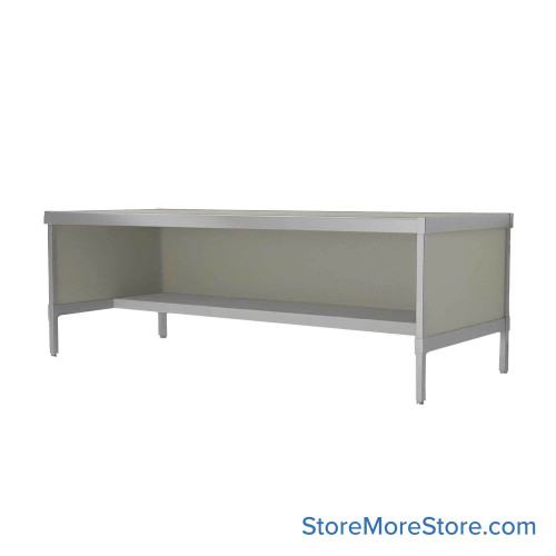 Mail Desk, 25" W x 84" D x 36" H, Half Shelf Desk, 27.875" Modesty Panel Height, Includes Adjustable Height