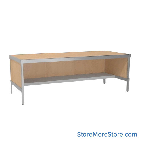 Mail Desk, 36" W x 84" D x 30" H, Half Shelf Desk, 21.875" Modesty Panel Height