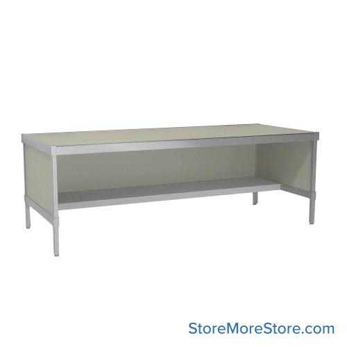 Mail Desk, 36" W x 84" D x 42" H, Half Shelf Desk, 27.875" Modesty Panel Height