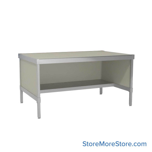 Mail Desk, 36" W x 56" D x 42" H, Half Shelf Desk, 33.563" Modesty Panel Height
