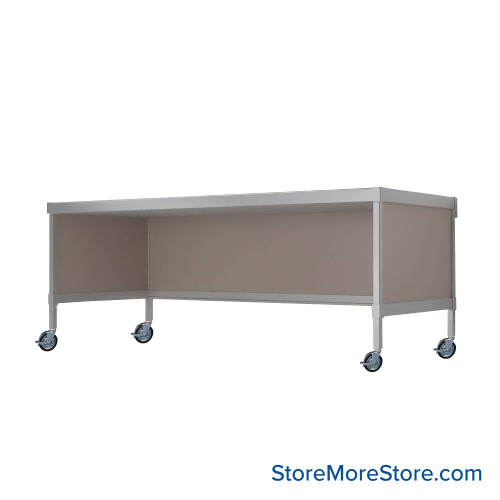 Mail Desk, 36" W x 72" D x 36" H, Open Bottom Desk, Includes Casters, 21.875" Modesty Panel Height