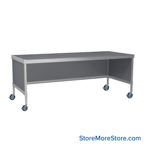 Mail Desk, 25" W x 84" D x 30" H, Open Bottom Desk, Includes Casters, 15.875" Modesty Panel Height