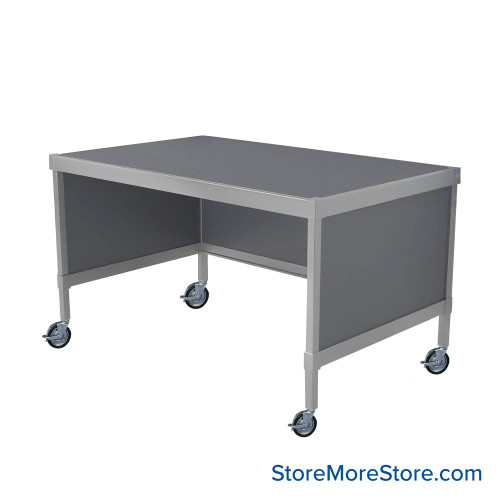 Mail Desk, 36" W x 60" D x 36" H, Open Bottom Desk, Includes Casters, 21.875" Modesty Panel Height