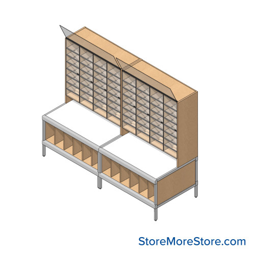 Mailroom Furniture, 96" W x 36" D x 78" H, 8" Wide - Option 6 Mailroom Layout