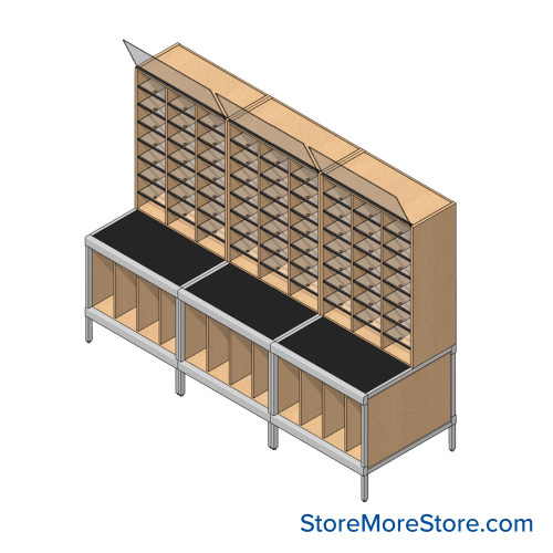 Mailroom Furniture, 108" W x 36" D x 84" H, 9" Wide - Option 3 Mailroom Layout