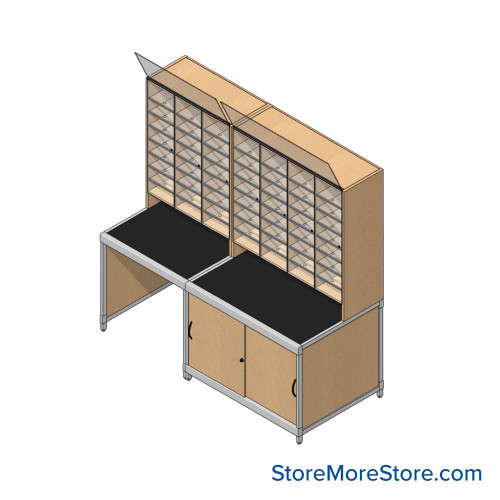 Mailroom Furniture, 84" W x 36" D x 84" H, 7" Wide - Option 3 Mailroom Layout
