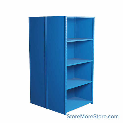Industrial Shelving, 48" W x 42" D x 87" H, Closed Back-to-Back Shelving, 10 Shelves