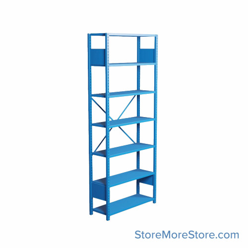 Industrial Shelving, 42" W x 12" D x 99" H, Open Single Shelving Unit, 7 Shelves
