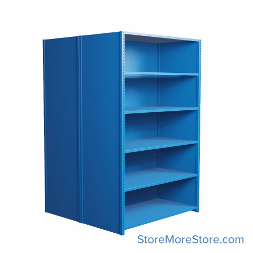 Industrial Shelving, 48" W x 48" D x 75" H, Closed Back-to-Back Shelving, 12 Shelves