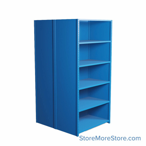 Industrial Shelving, 48" W x 42" D x 87" H, Closed Back-to-Back Shelving, 12 Shelves