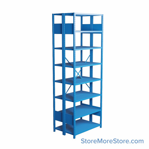 Industrial Shelving, 36" W x 24" D x 99" H, Open Back-to-Back Shelving, 16 Shelves