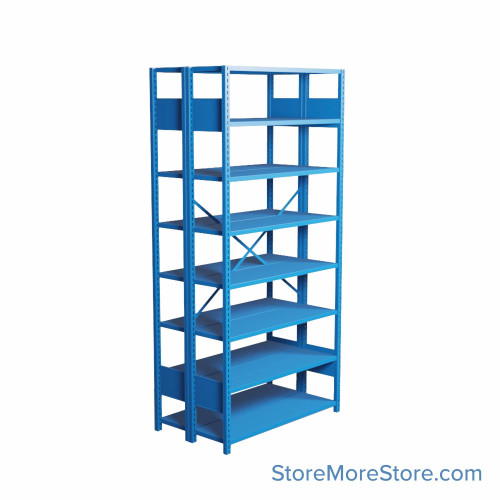 Industrial Shelving, 42" W x 24" D x 87" H, Open Back-to-Back Shelving, 16 Shelves