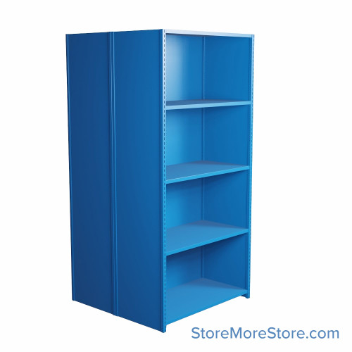 Industrial Shelving, 48" W x 42" D x 99" H, Closed Back-to-Back Shelving, 10 Shelves
