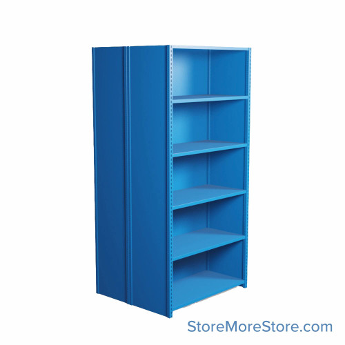 Industrial Shelving, 42" W x 36" D x 87" H, Closed Back-to-Back Shelving, 12 Shelves