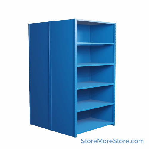 Industrial Shelving, 48" W x 36" D x 75" H, Closed Back-to-Back Shelving, 12 Shelves