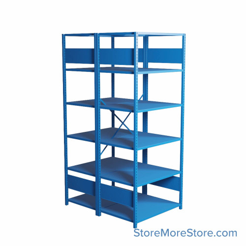 Industrial Shelving, 48" W x 36" D x 87" H, Open Back-to-Back Shelving, 12 Shelves, D1012B