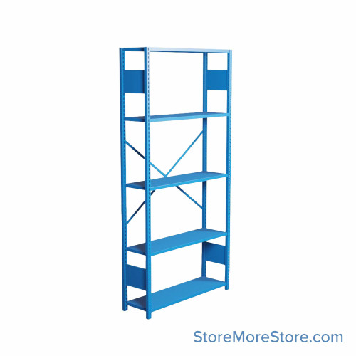 Industrial Shelving, 12" W x 42" D x 75" H, Open Single Shelving Unit, 5 Shelves