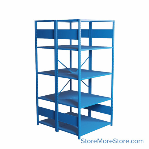 Industrial Shelving, 48" W x 42" D x 87" H, Open Back-to-Back Shelving, 10 Shelves