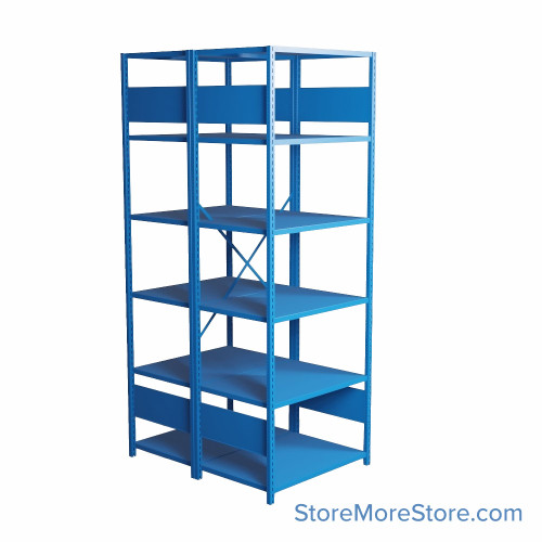 Industrial Shelving, 48" W x 24" D x 99" H, Open Back-to-Back Shelving, 12 Shelves