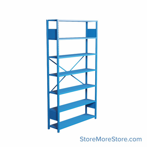 Industrial Shelving, 48" W x 12" D x 75" H, Open Single Shelving Unit, 7 Shelves