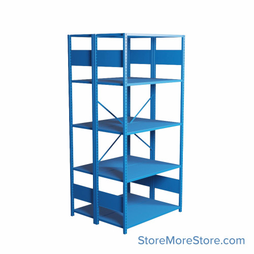 Industrial Shelving, 42" W x 36" D x 87" H, Open Back-to-Back Shelving, 10 Shelves