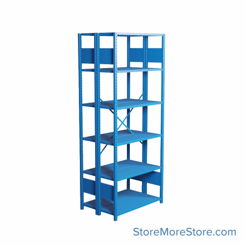 Industrial Shelving, 36" W x 24" D x 87" H, Open Back-to-Back Shelving, 12 Shelves