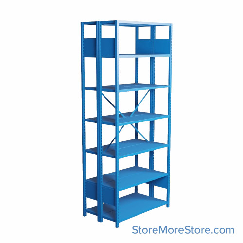 Industrial Shelving, 36" W x 36" D x 99" H, Open Back-to-Back Shelving, 14 Shelves